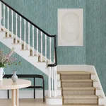 A-Street Prints Justina Teal Faux Grasscloth Wallpaper - SKU 2971-86343