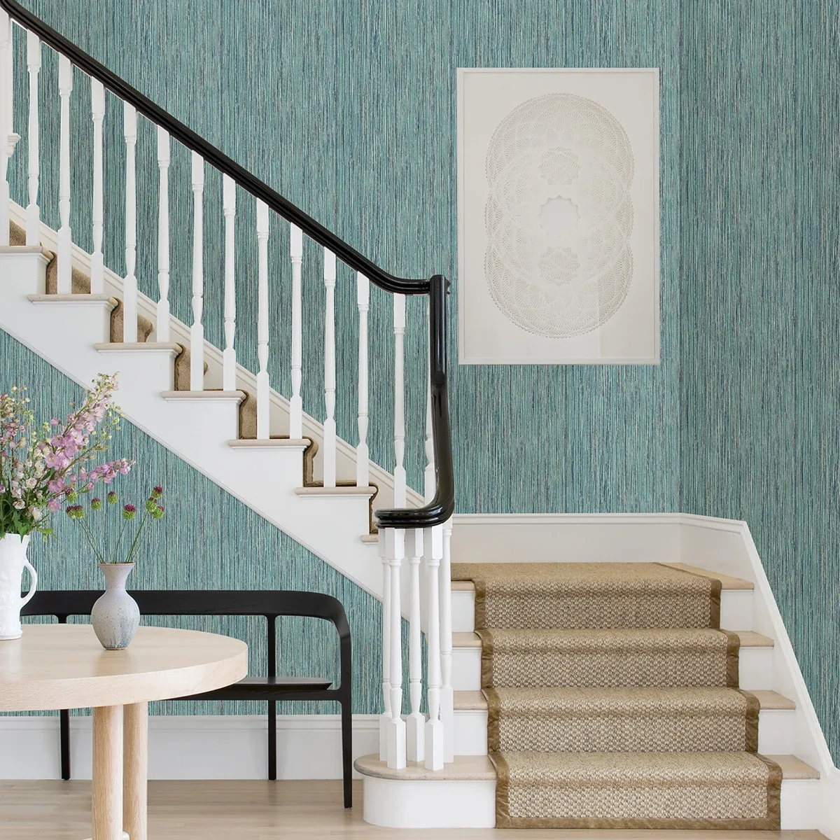 A-Street Prints Justina Teal Faux Grasscloth Wallpaper - SKU 2971-86343