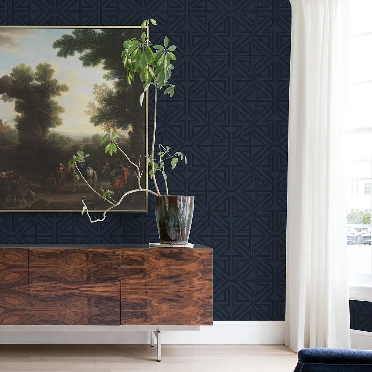 A-Street Prints Kachel Indigo Geometric Wallpaper | Wallpaper Twins A-Street Prints Kachel Indigo Geometric Wallpaper - SKU 2975-26226
