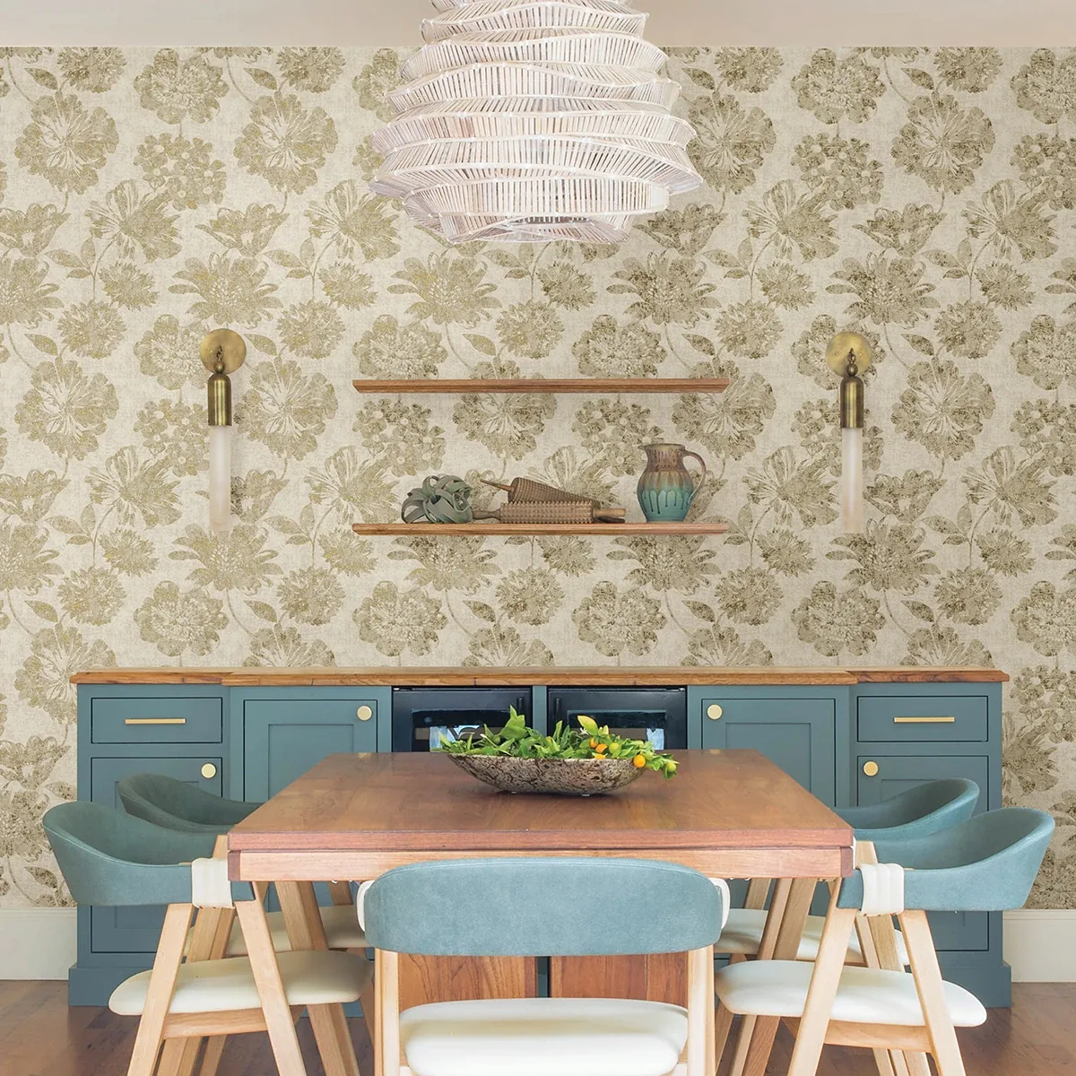 A-Street Prints Kala Gold Floral Wallpaper | Wallpaper Twins A-Street Prints Kala Gold Floral Wallpaper - SKU 4019-86460