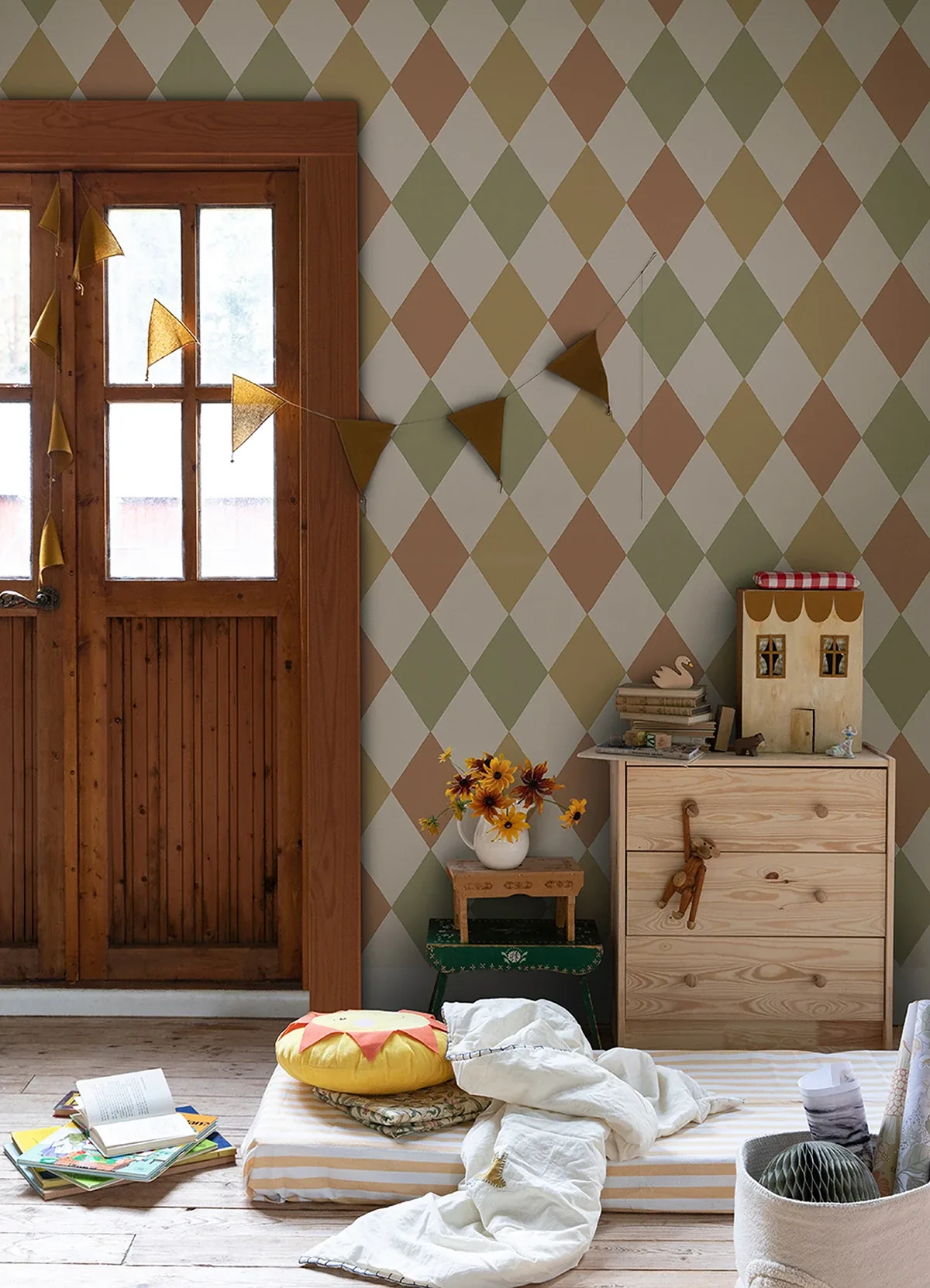 A-Street Prints Kalas Mustard Diamond Wallpaper - SKU 4111-63027