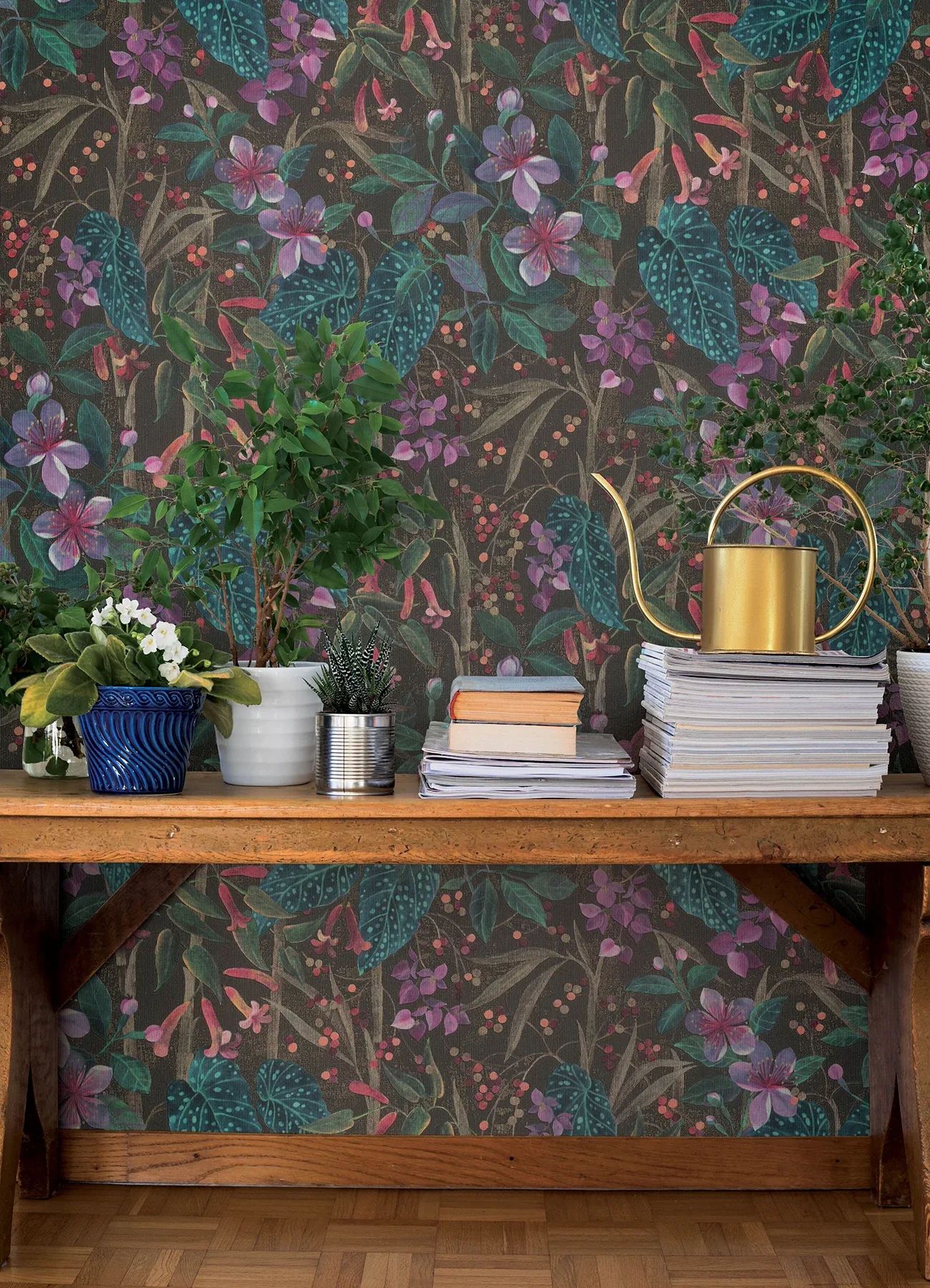A-Street Prints Kalina Black Floral Fruits Wallpaper - SKU 4202-538236