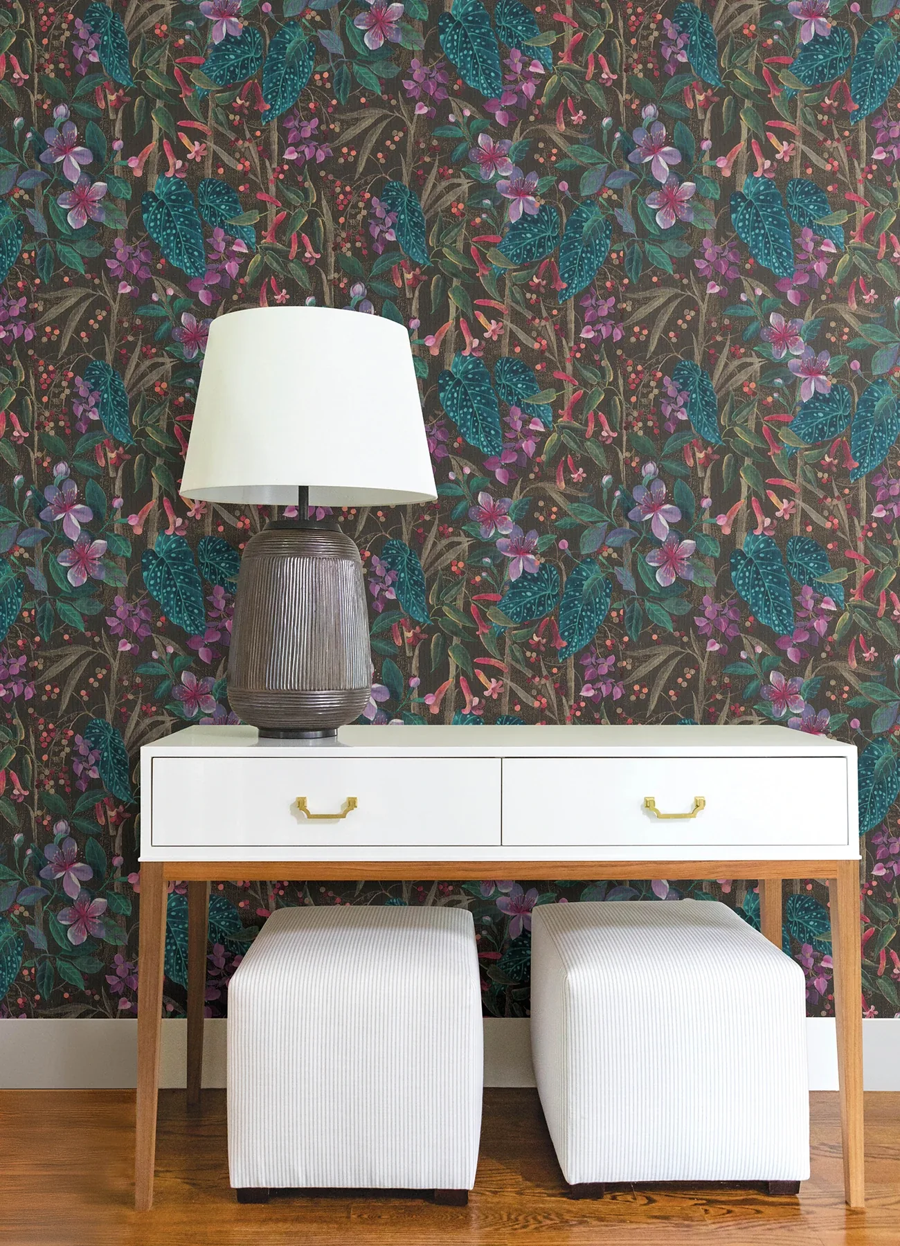 A-Street Prints Kalina Black Floral Fruits Wallpaper | Wallpaper Twins A-Street Prints Kalina Black Floral Fruits Wallpaper - SKU 4202-538236
