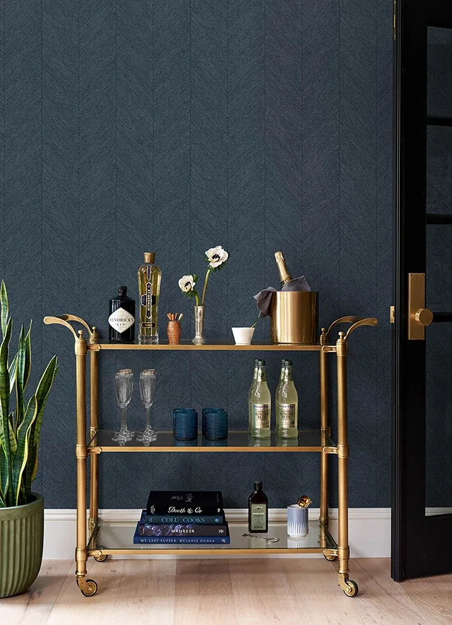 A-Street Prints Kallam Indigo Chevron Wallpaper - SKU 4155-27323