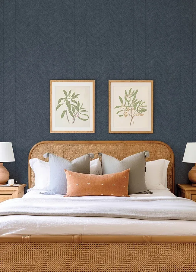 A-Street Prints Kallam Indigo Chevron Wallpaper | Wallpaper Twins A-Street Prints Kallam Indigo Chevron Wallpaper - SKU 4155-27323