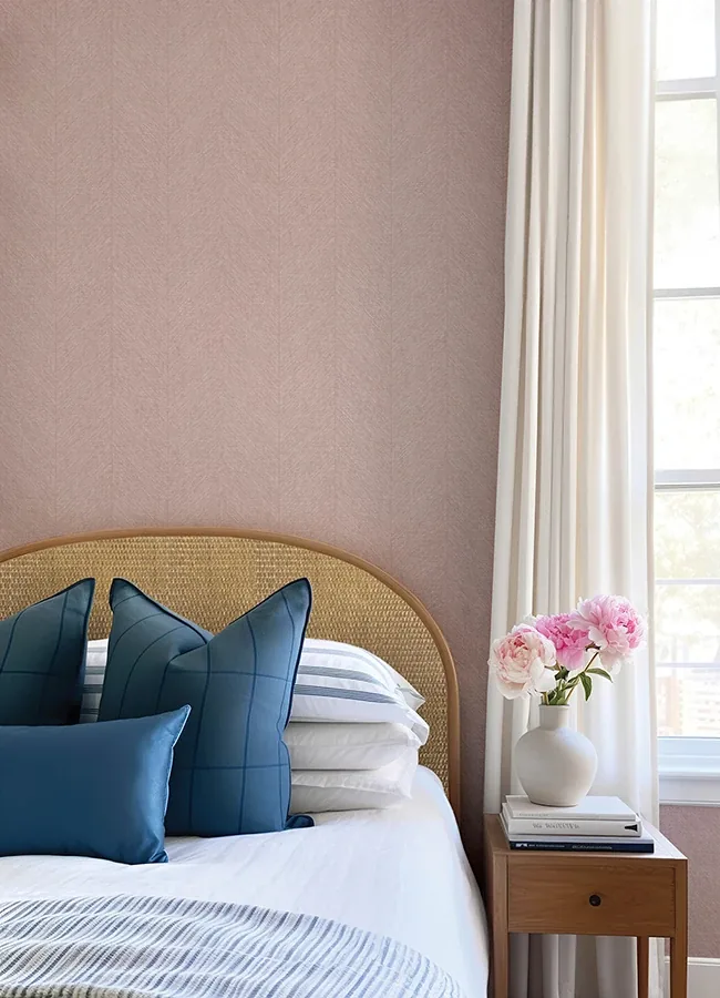 A-Street Prints Kallam Pink Chevron Wallpaper - SKU 4155-27320