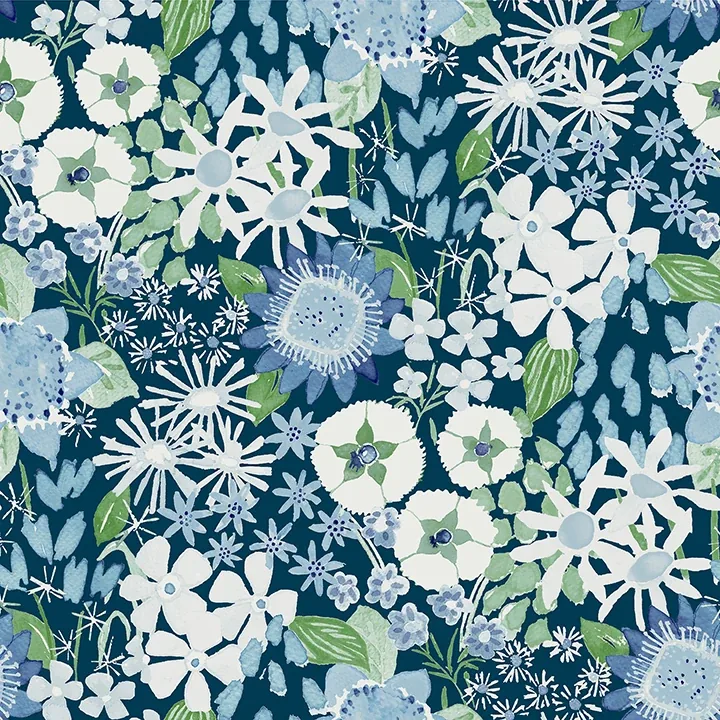 A-Street Prints Karina Blue Wildflower Garden Wallpaper - SKU 4066-26524