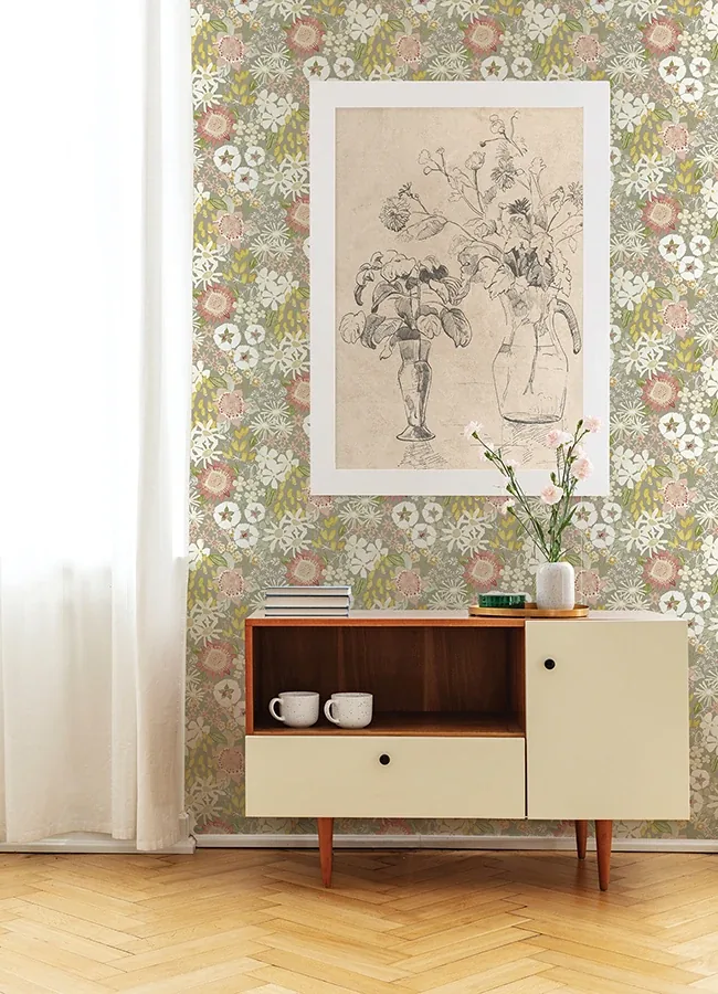 A-Street Prints Karina Neutral Wildflower Garden Wallpaper - SKU 4066-26521