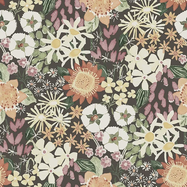 4066-26522 | Karina Raspberry Wildflower Garden Wallpaper