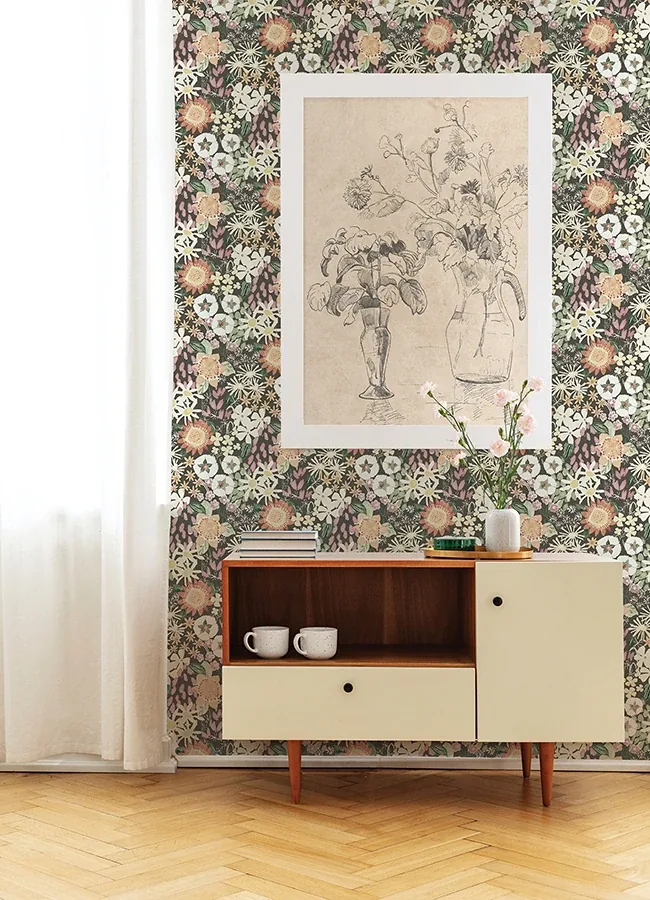 A-Street Prints Karina Raspberry Wildflower Garden Wallpaper | Wallpaper Twins A-Street Prints Karina Raspberry Wildflower Garden Wallpaper - SKU 4066-26522