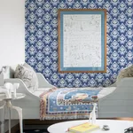A-Street Prints Keaton Blue Medallion Wallpaper - SKU 4081-26329