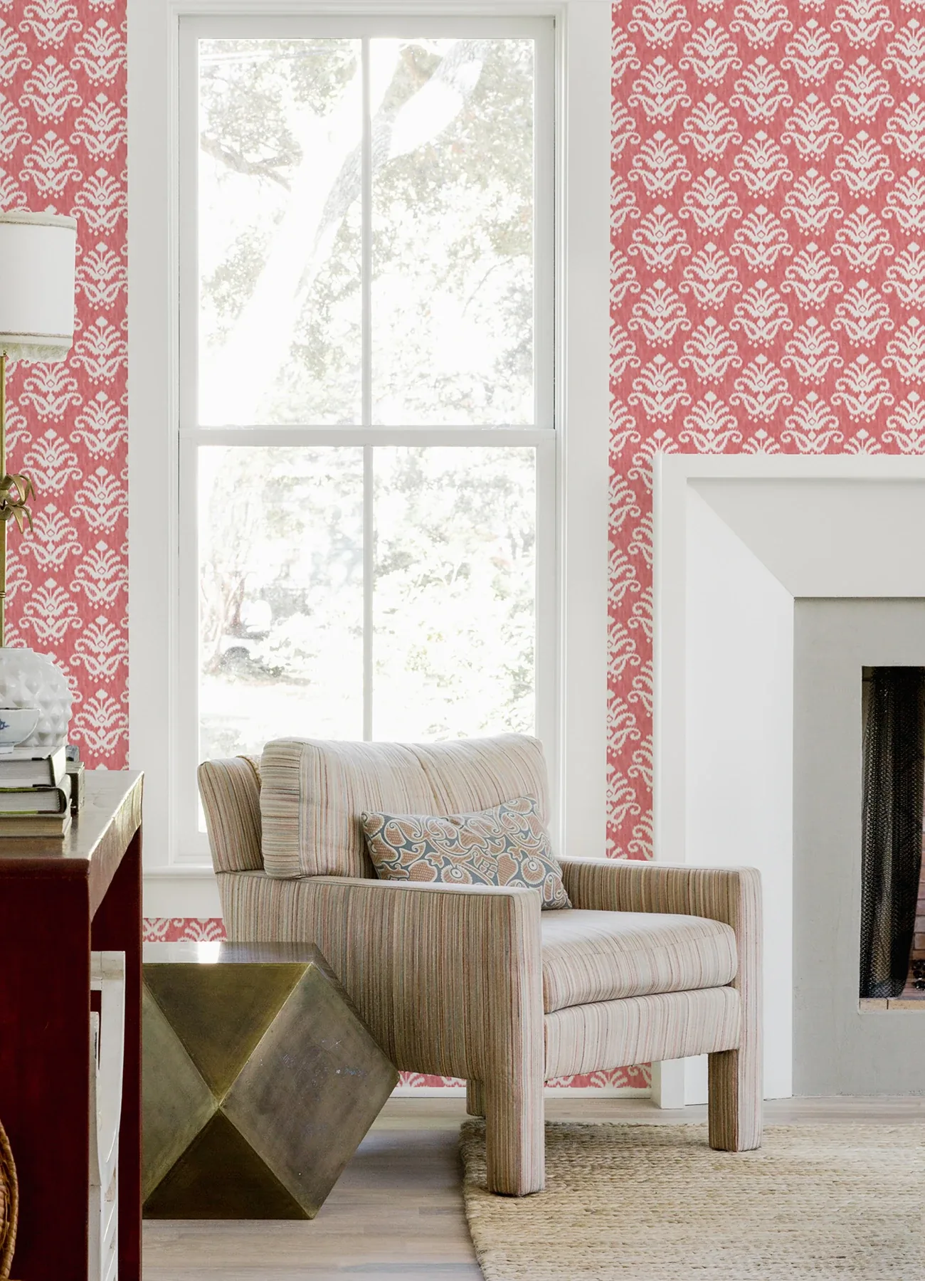 A-Street Prints Keaton Coral Medallion Wallpaper - SKU 4081-26330
