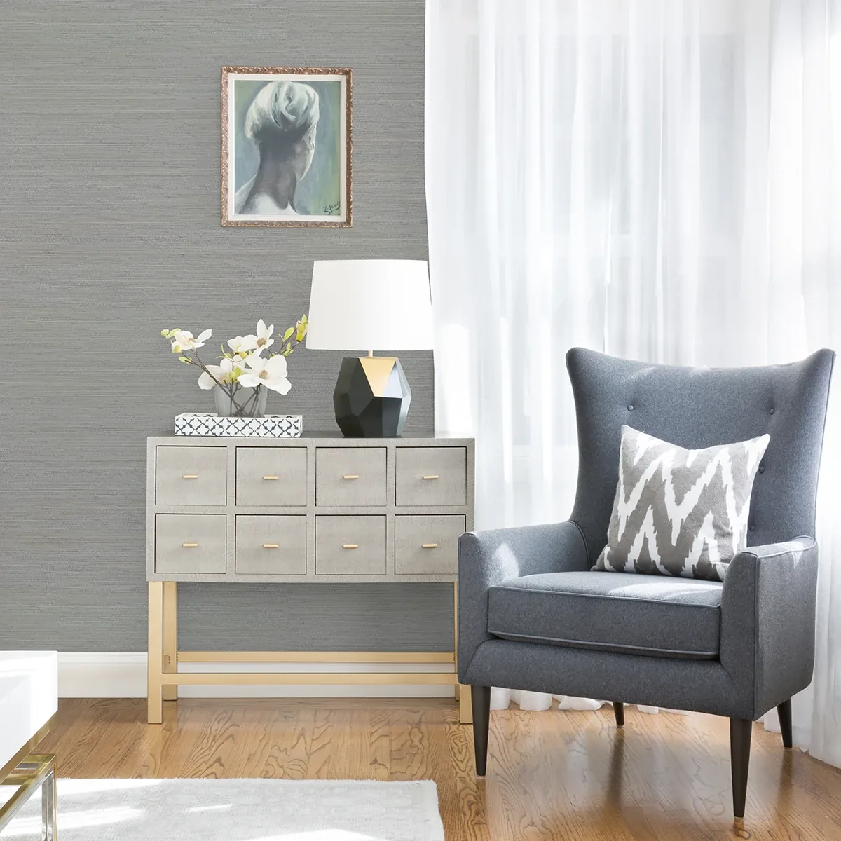 A-Street Prints Kira Periwinkle Hemp Grasscloth Wallpaper | Wallpaper Twins A-Street Prints Kira Periwinkle Hemp Grasscloth Wallpaper - SKU 2972-86130