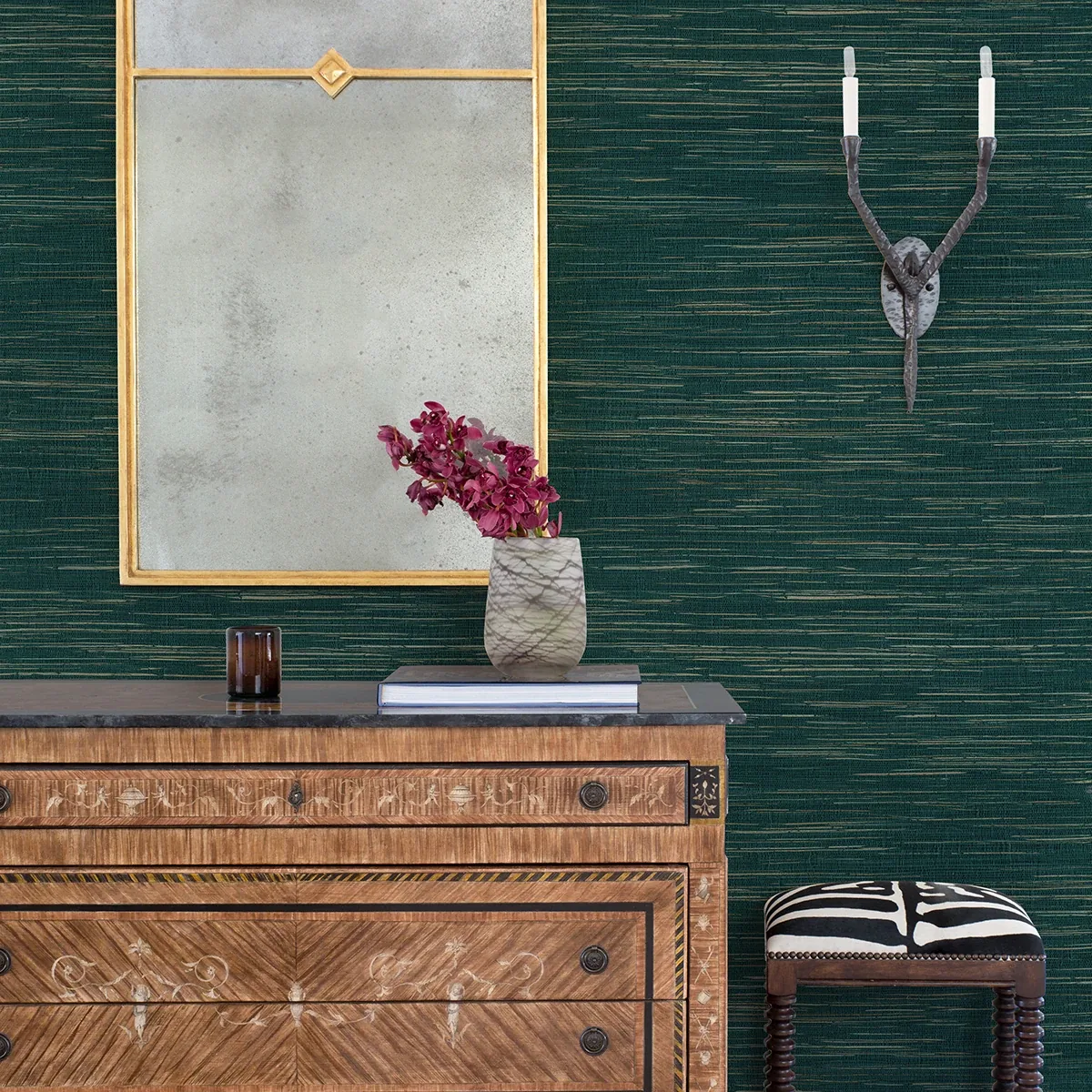 A-Street Prints Kira Teal Hemp Grasscloth Wallpaper | Wallpaper Twins A-Street Prints Kira Teal Hemp Grasscloth Wallpaper - SKU 2972-86126