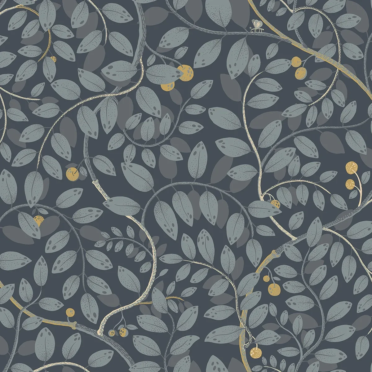A-Street Prints Kirke Blue Leafy Vines Wallpaper - SKU 2932-65106