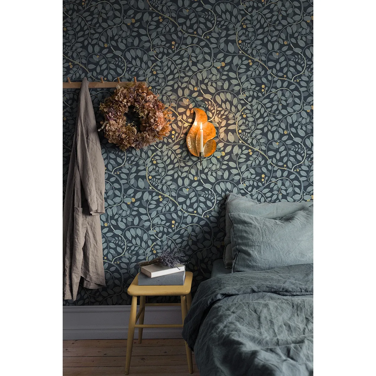 A-Street Prints Kirke Blue Leafy Vines Wallpaper - SKU 2932-65106