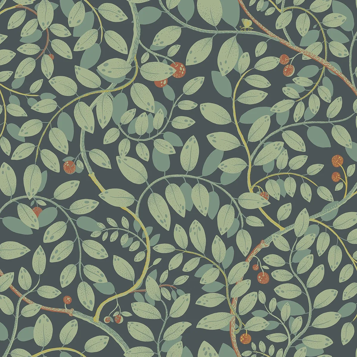 2932-65105 | Kirke Turquoise Leafy Vines Wallpaper