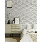 A-Street Prints Klockrike Light Grey Botanical Damask Wallpaper - SKU 2999-24125