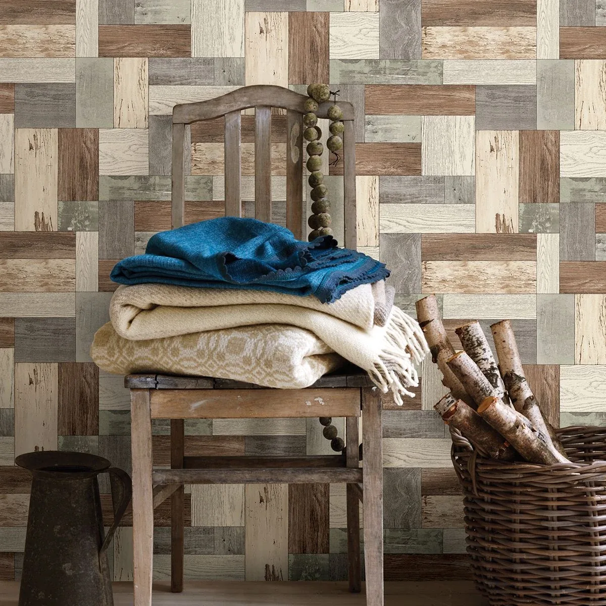 A-Street Prints Knock on Wood Light Blue Distressed Wallpaper - SKU 2922-25385