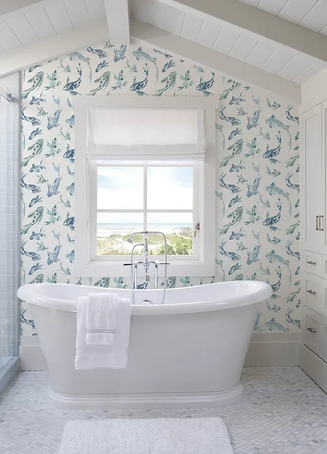 A-Street Prints Koi Blue Fish Wallpaper | Wallpaper Twins A-Street Prints Koi Blue Fish Wallpaper - SKU 4172-27500