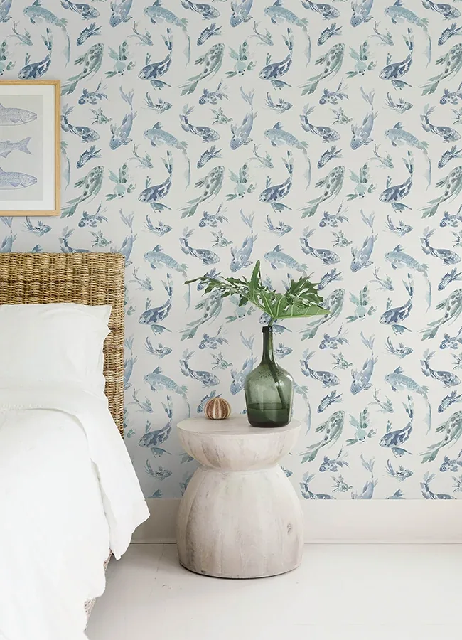 A-Street Prints Koi Blue Fish Wallpaper | Wallpaper Twins A-Street Prints Koi Blue Fish Wallpaper - SKU 4172-27500