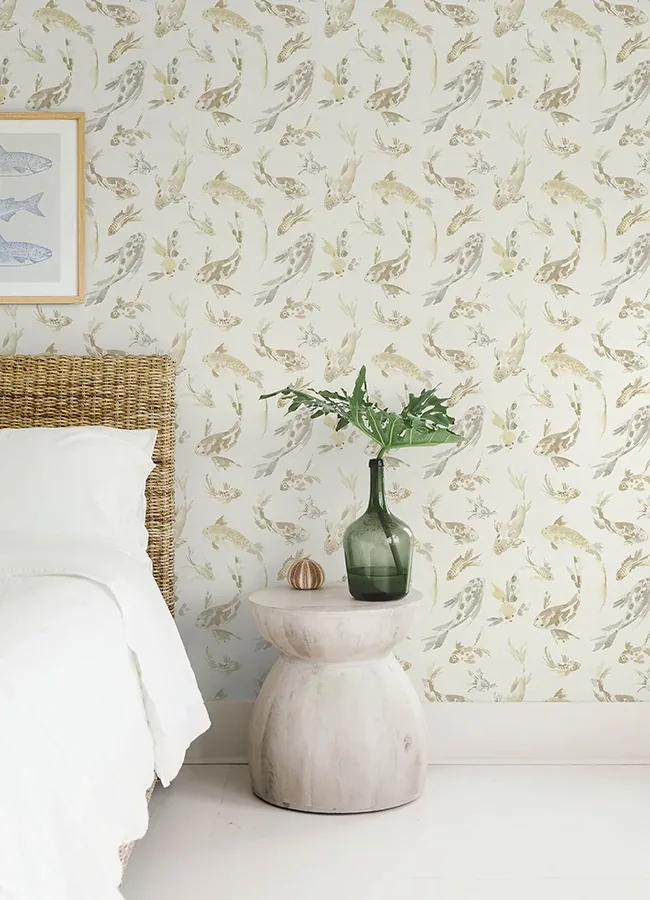 A-Street Prints Koi Metallic Fish Wallpaper | Wallpaper Twins A-Street Prints Koi Metallic Fish Wallpaper - SKU 4172-27501