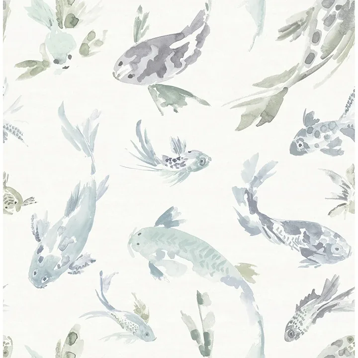4172-27502 | Koi Seafoam Fish Wallpaper