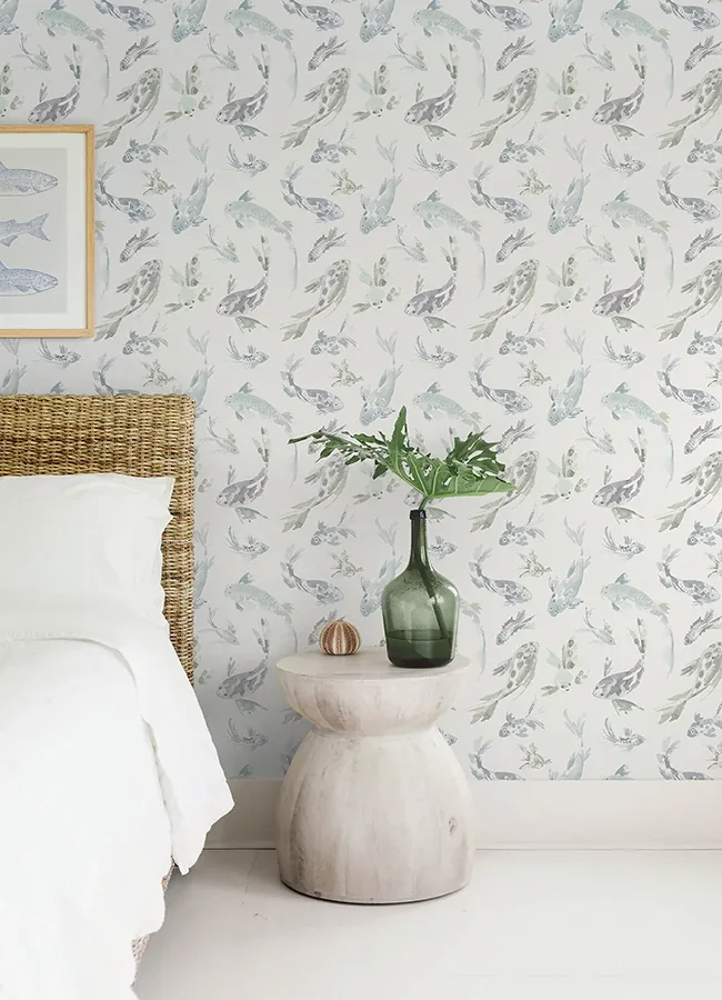 A-Street Prints Koi Seafoam Fish Wallpaper - SKU 4172-27502