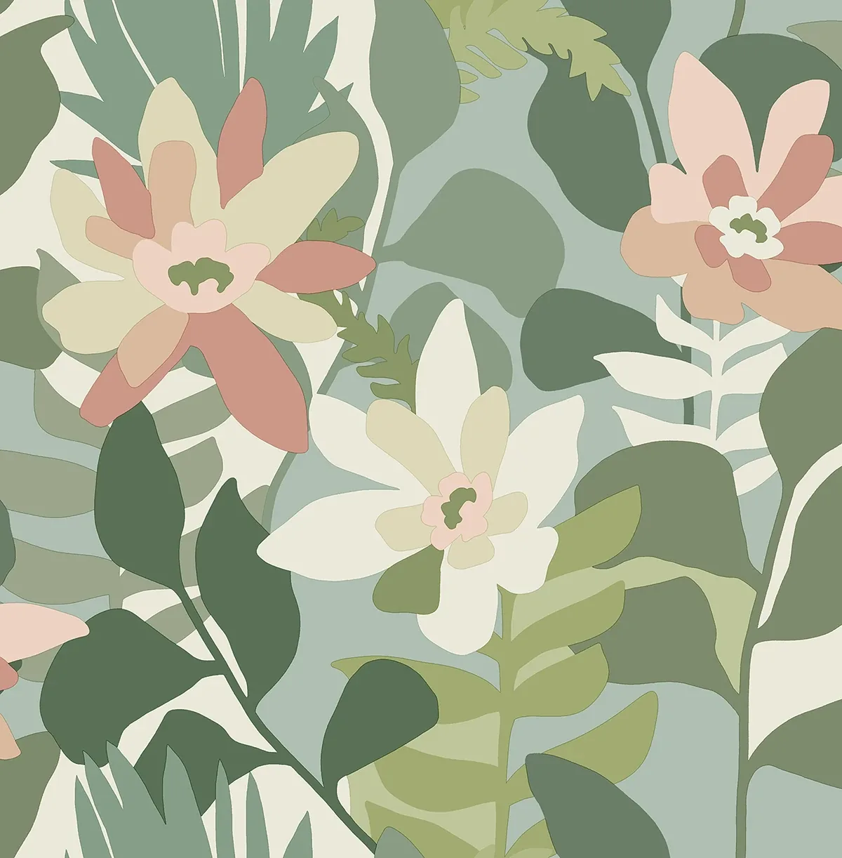 A-Street Prints Koko Green Floral Wallpaper - SKU 4014-26452