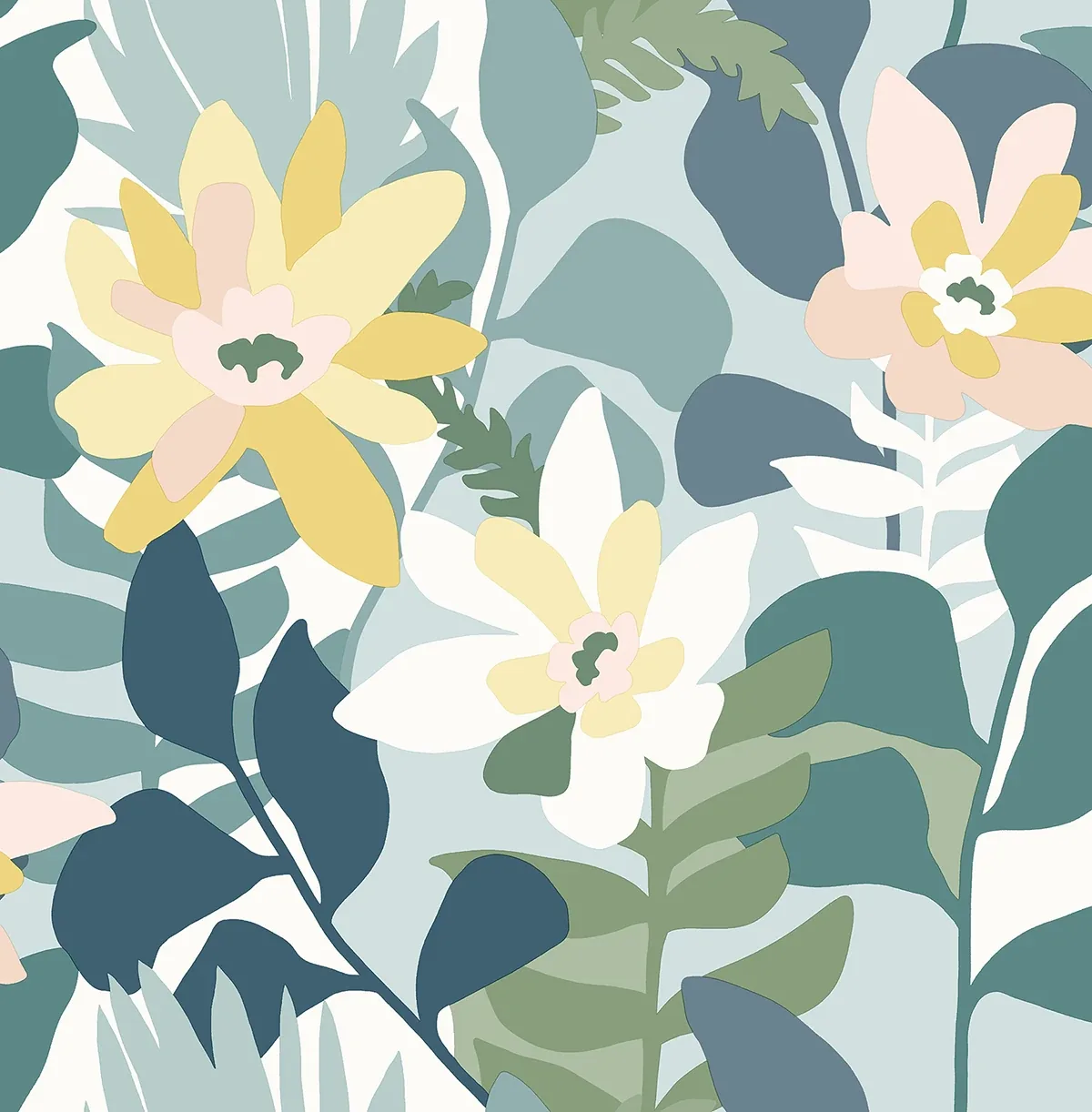 A-Street Prints Koko Turquoise Floral Wallpaper - SKU 4014-26456