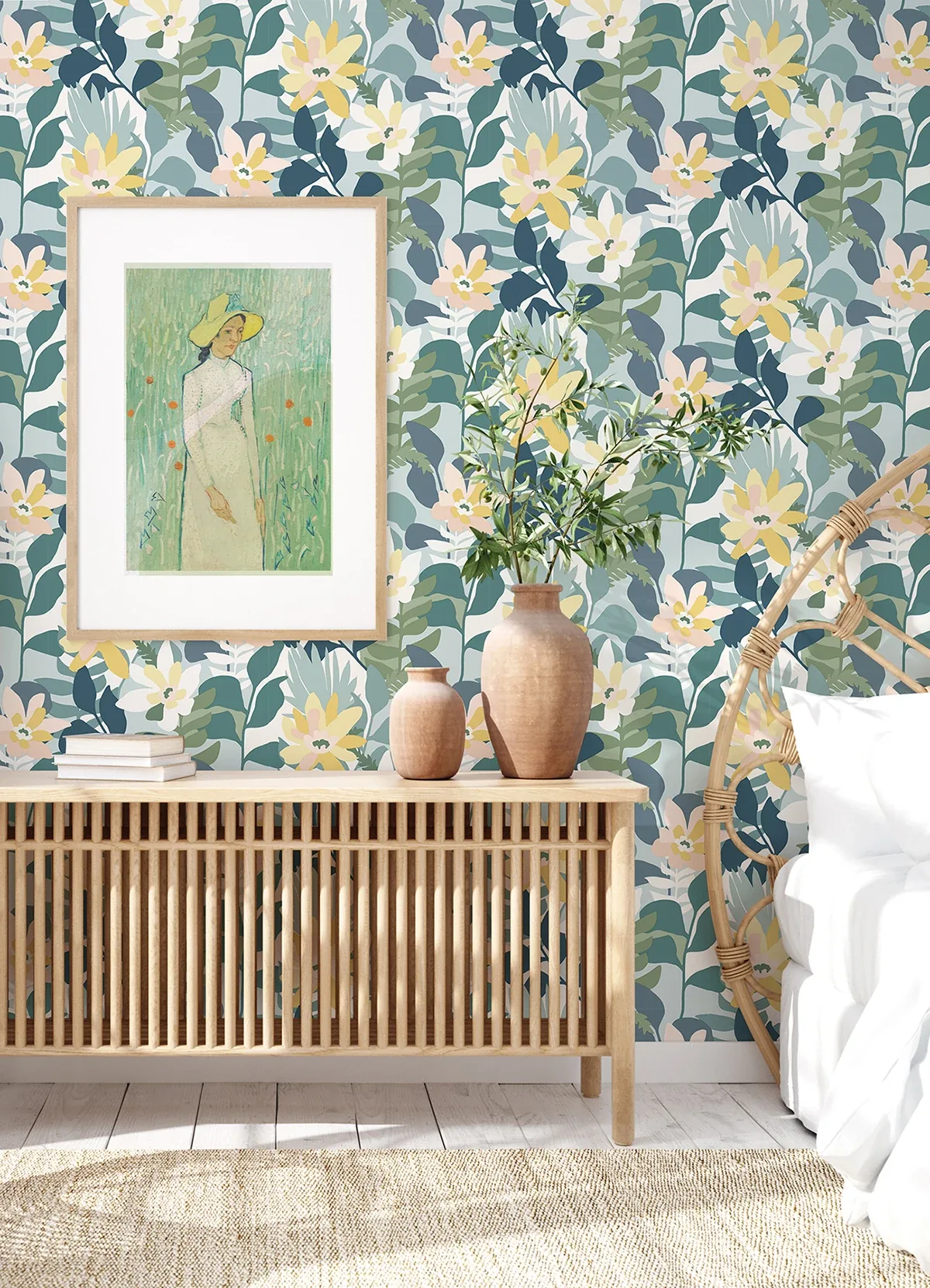 A-Street Prints Koko Turquoise Floral Wallpaper | Wallpaper Twins A-Street Prints Koko Turquoise Floral Wallpaper - SKU 4014-26456