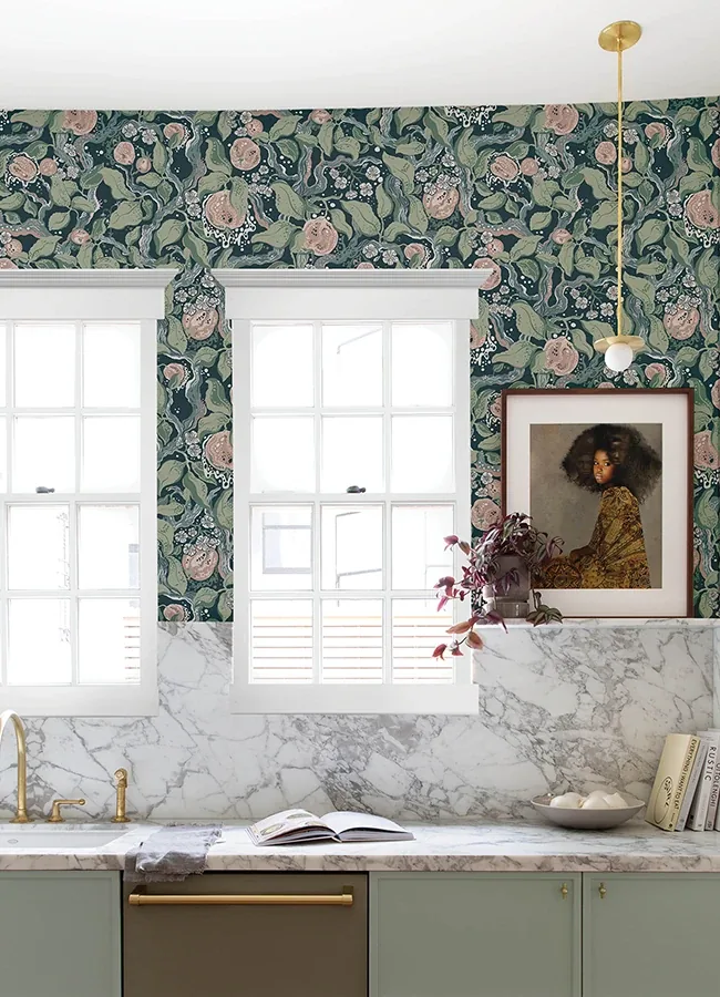 A-Street Prints Kort Dark Blue Fruit and Floral Wallpaper - SKU 4143-22028