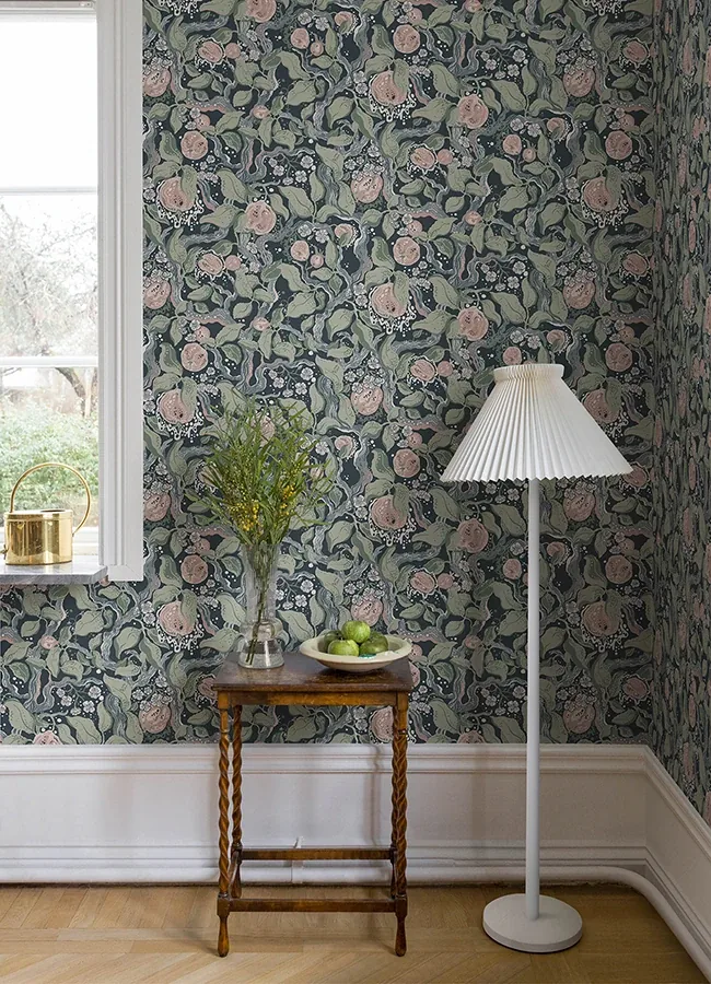 A-Street Prints Kort Dark Blue Fruit and Floral Wallpaper - SKU 4143-22028
