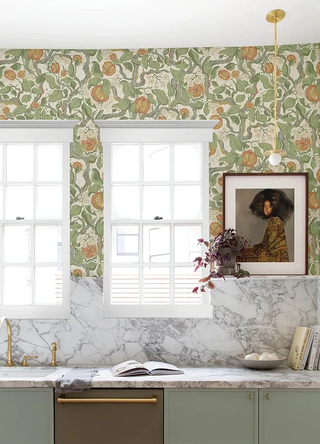A-Street Prints Kort Green Fruit and Floral Wallpaper - SKU 4143-22026