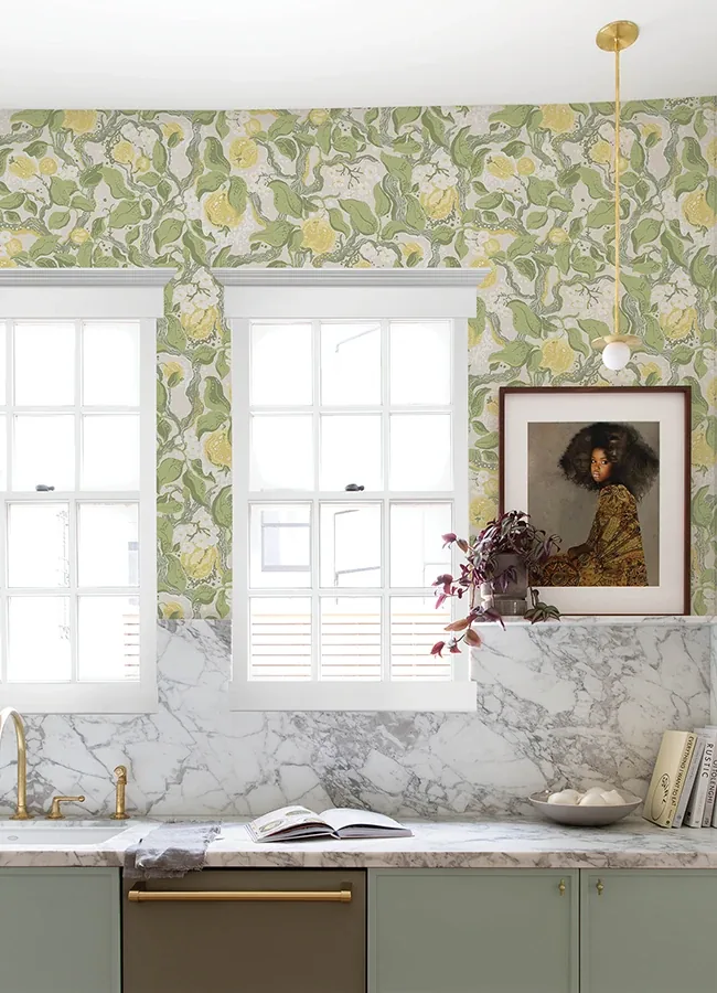 A-Street Prints Kort Yellow Fruit and Floral Wallpaper - SKU 4143-22027