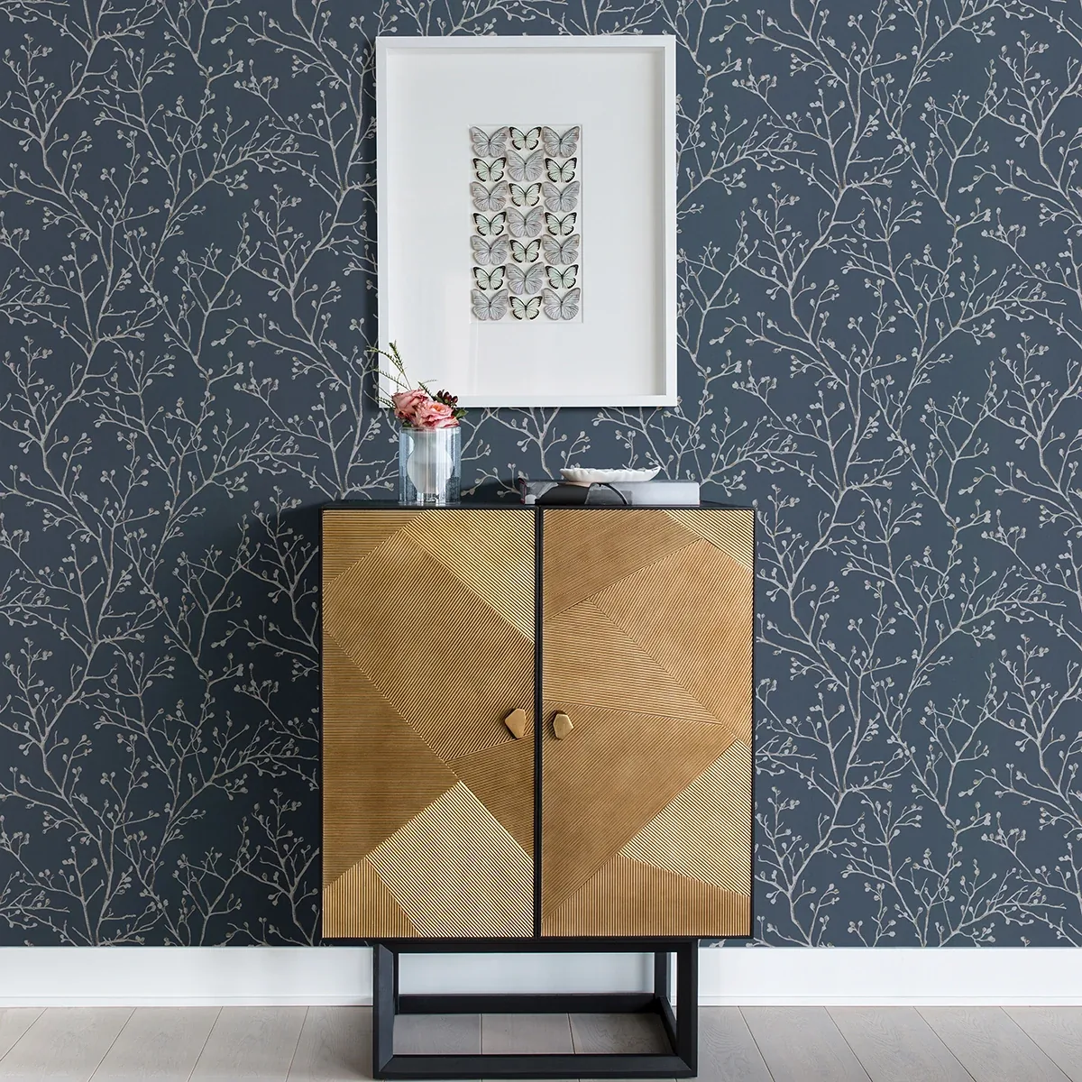 A-Street Prints Koura Sapphire Budding Branches Wallpaper - SKU 4019-86455