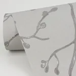 A-Street Prints Koura Silver Branches Wallpaper - SKU 2976-86453