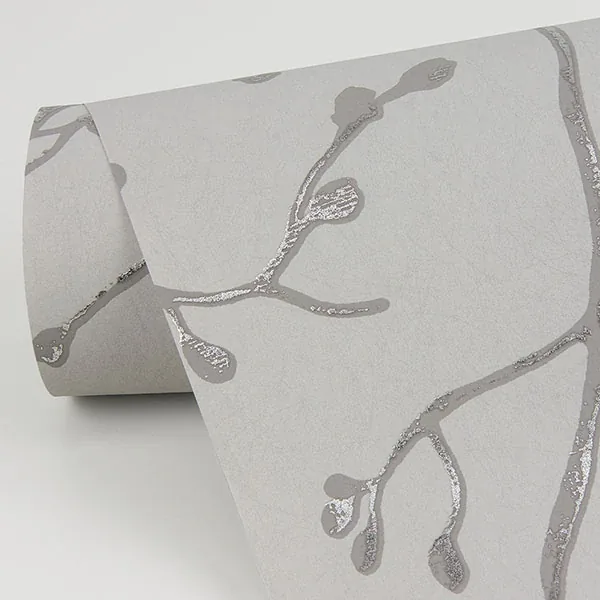 A-Street Prints Koura Silver Branches Wallpaper - SKU 2976-86453