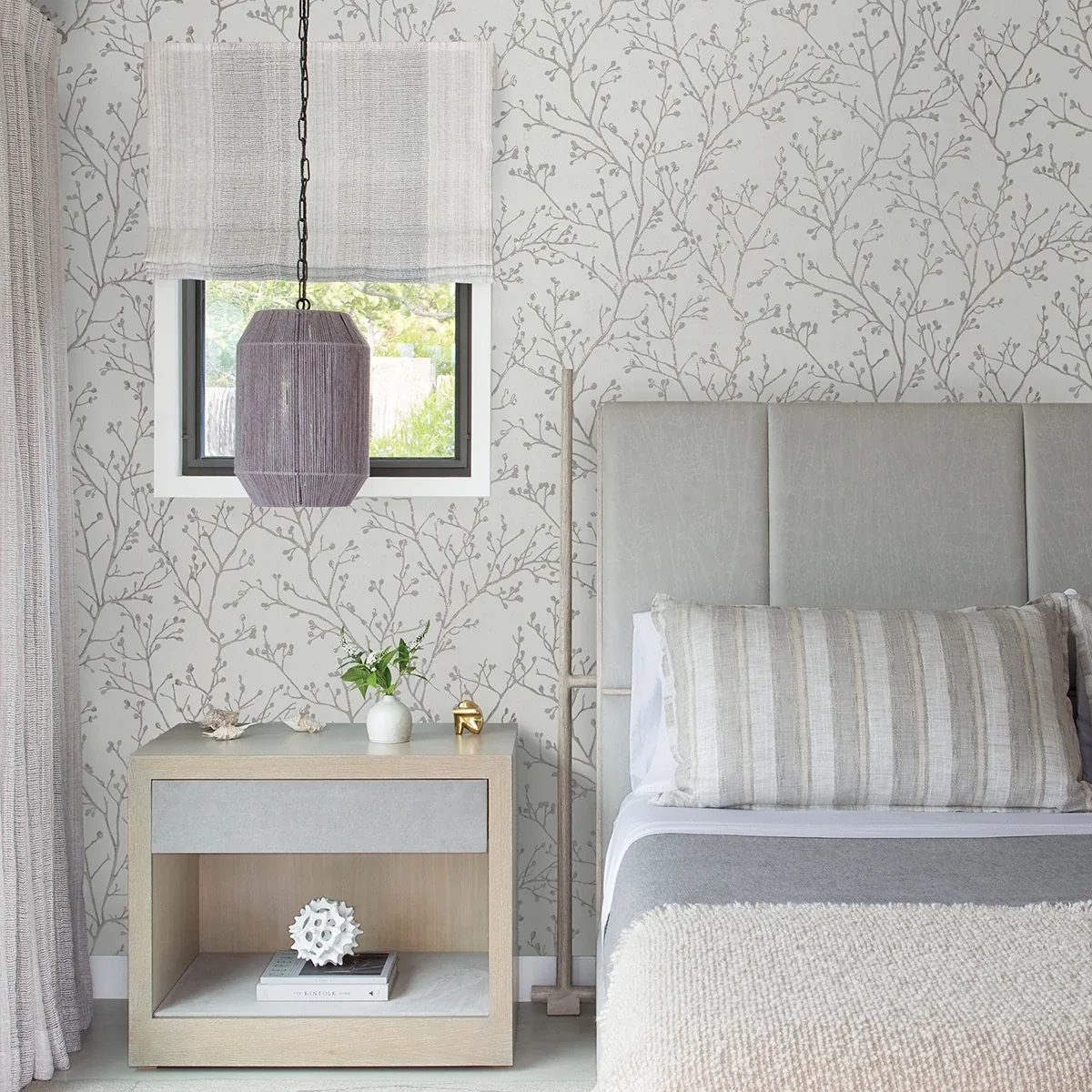 A-Street Prints Koura Silver Budding Branches Wallpaper | Wallpaper Twins A-Street Prints Koura Silver Budding Branches Wallpaper - SKU 4019-86453