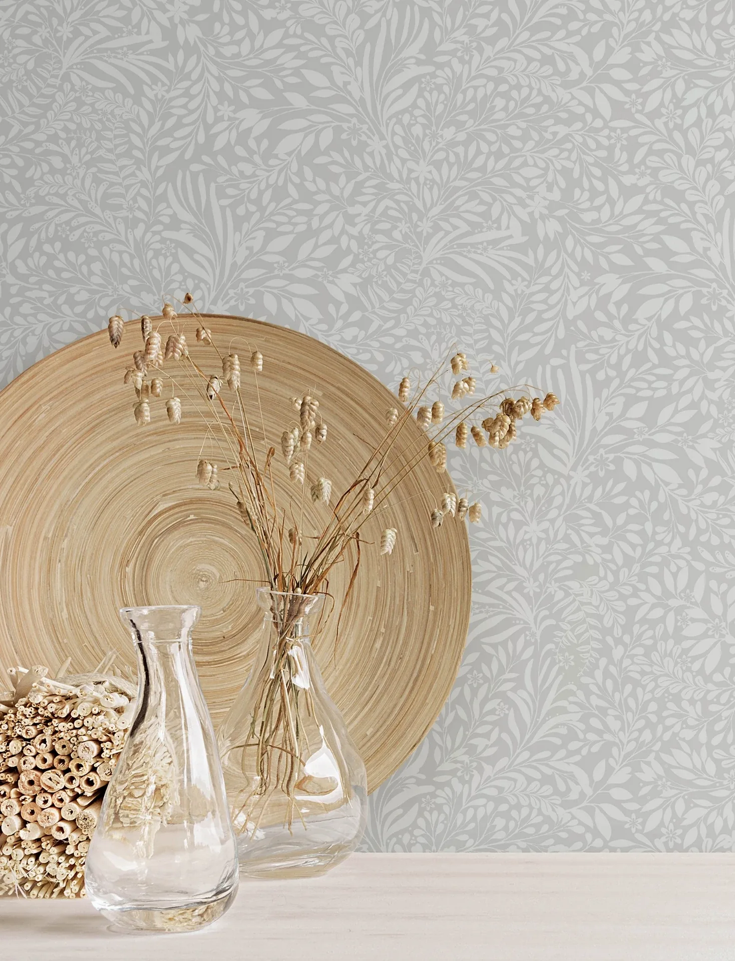 A-Street Prints Kristina Light Grey Botanical Wallpaper | Wallpaper Twins A-Street Prints Kristina Light Grey Botanical Wallpaper - SKU 4201-92116