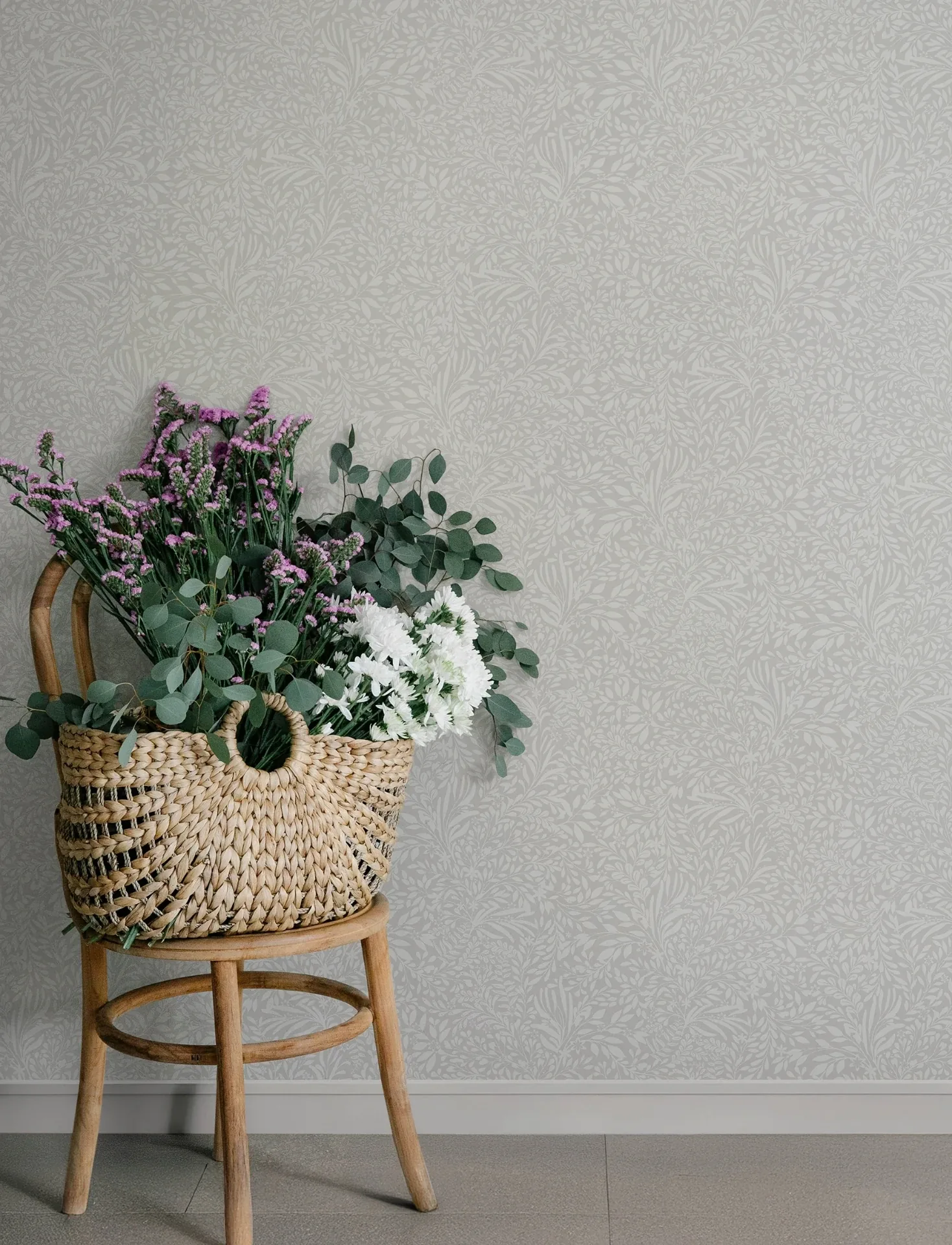 A-Street Prints Kristina Light Grey Botanical Wallpaper | Wallpaper Twins A-Street Prints Kristina Light Grey Botanical Wallpaper - SKU 4201-92116