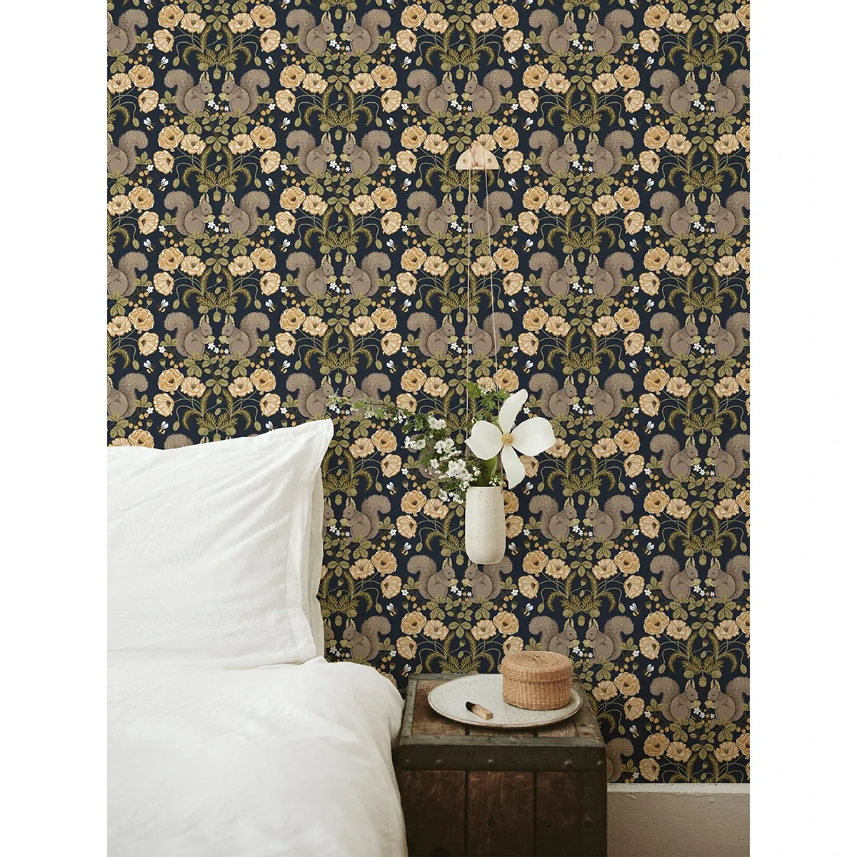 A-Street Prints Kurre Dark Blue Woodland Damask Wallpaper - SKU 2999-44123