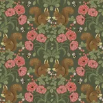 A-Street Prints Kurre Dark Green Woodland Damask Wallpaper - SKU 2999-44124