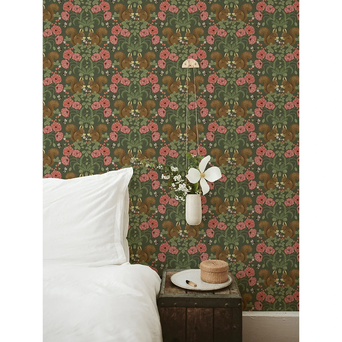 A-Street Prints Kurre Dark Green Woodland Damask Wallpaper - SKU 2999-44124