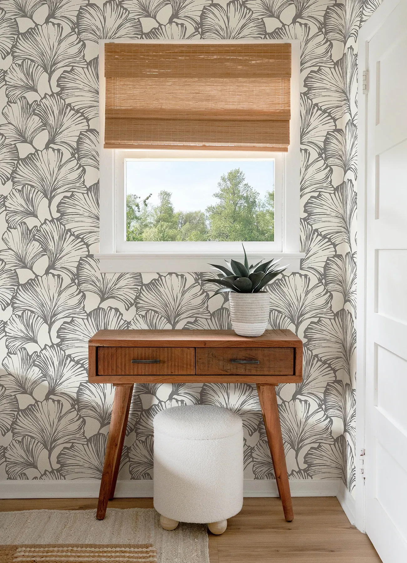A-Street Prints Kyoto Charcoal Ginkgo Leaf Wallpaper - SKU 4177-27713