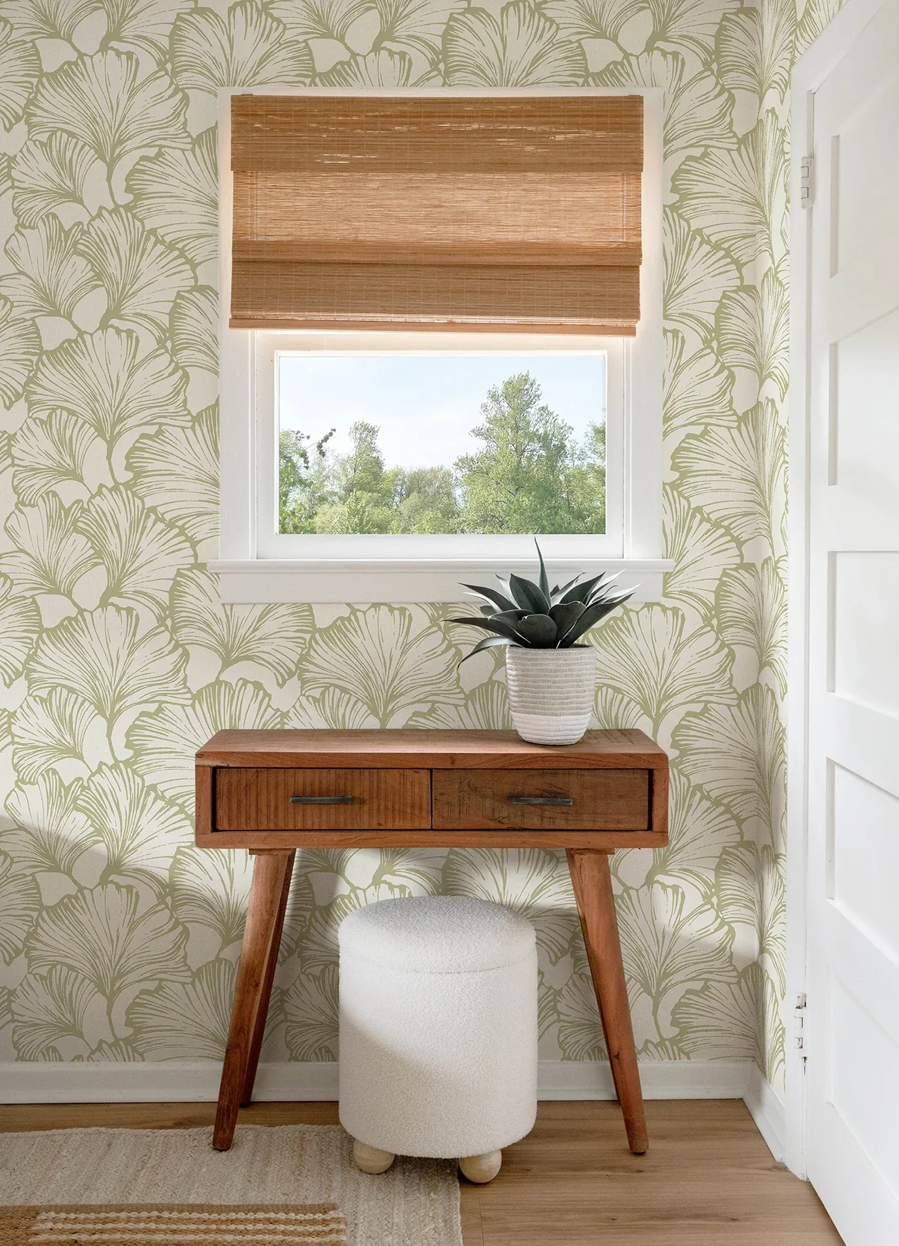 A-Street Prints Kyoto Moss Ginkgo Leaf Wallpaper - SKU 4177-27714