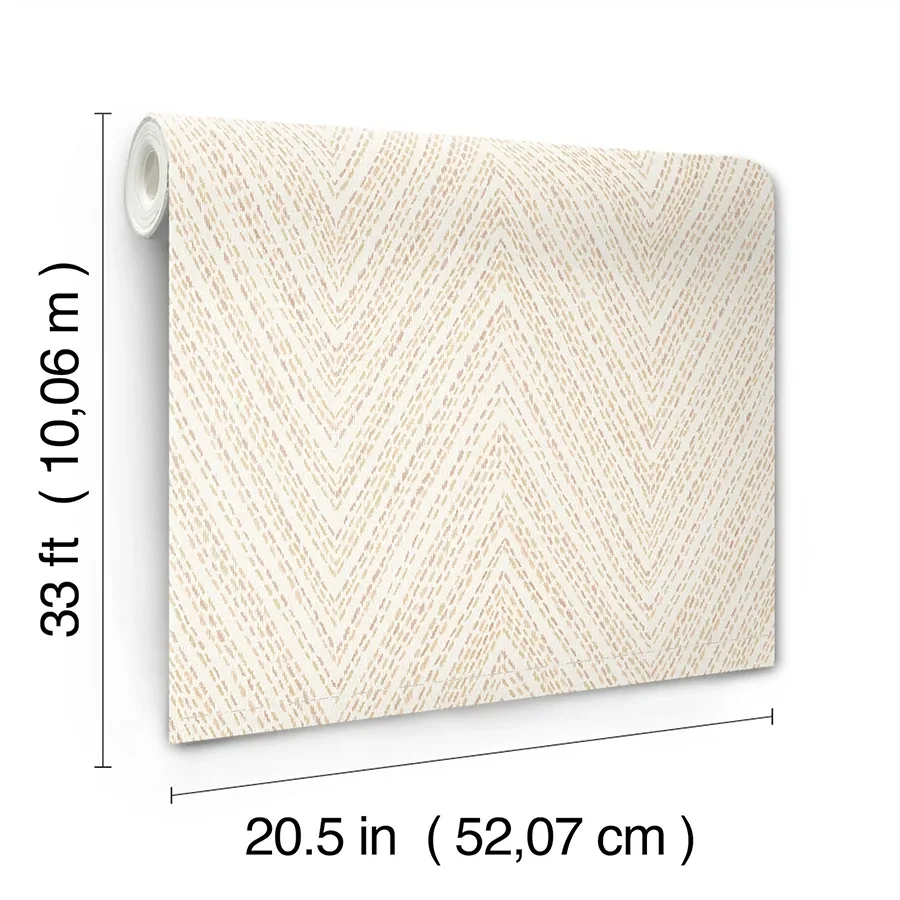 A-Street Prints Lainey Apricot Stitched Chevron Wallpaper - SKU 4147-27371