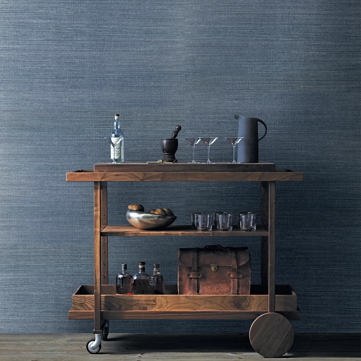 A-Street Prints Lamphu Blue Sisal Grasscloth Wallpaper - SKU 2829-82026