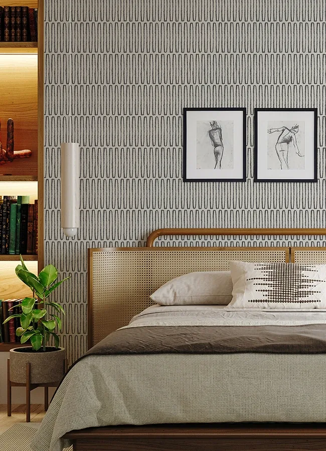A-Street Prints Lars Charcoal Retro Wave Wallpaper - SKU 4066-26501