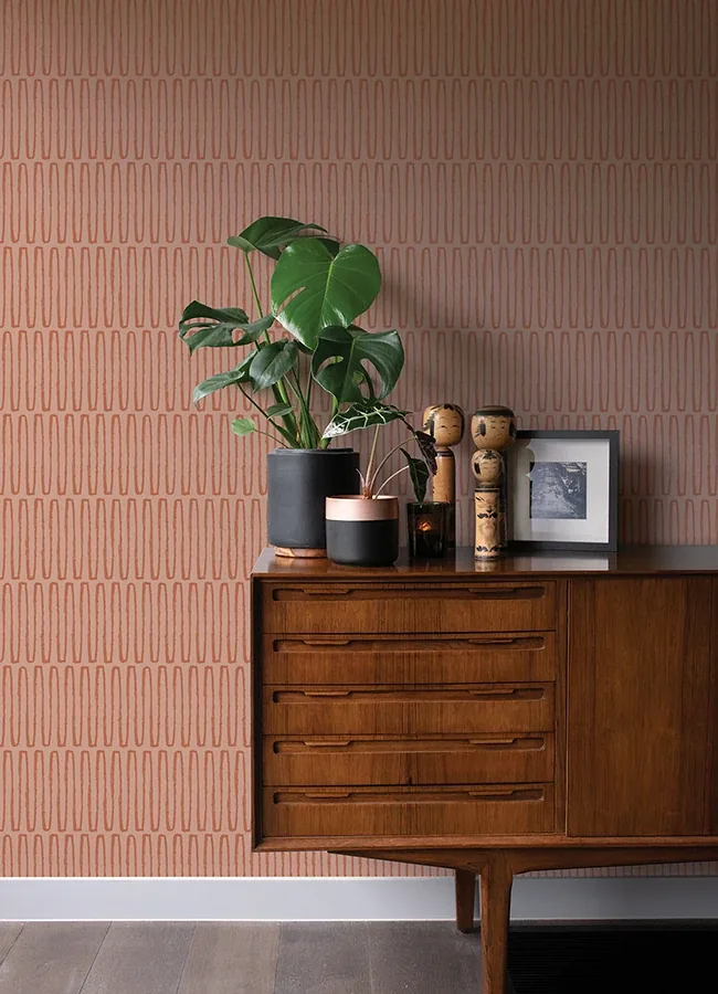 A-Street Prints Lars Coral Retro Wave Wallpaper - SKU 4066-26503